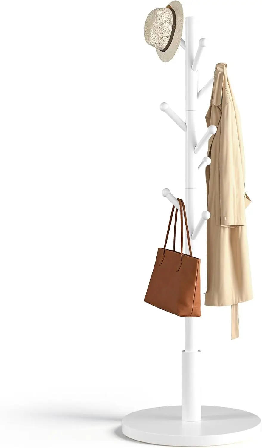 

Напольная деревянная вешалка для одежды с 8 круглыми крючками, 3 регулируемыми по высоте уровнями, для прихожей