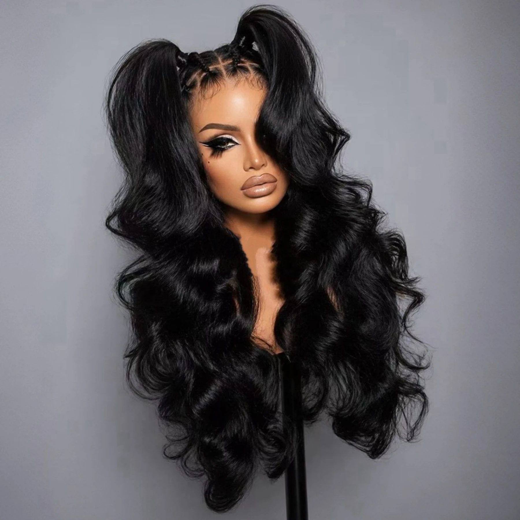 

Loose Wave 13X4X1 Lace Frontal Synthetic Long Wig For Women Black 99J Burgundy 613 Honey Blonde Ginger Color Preplucked Cosplay