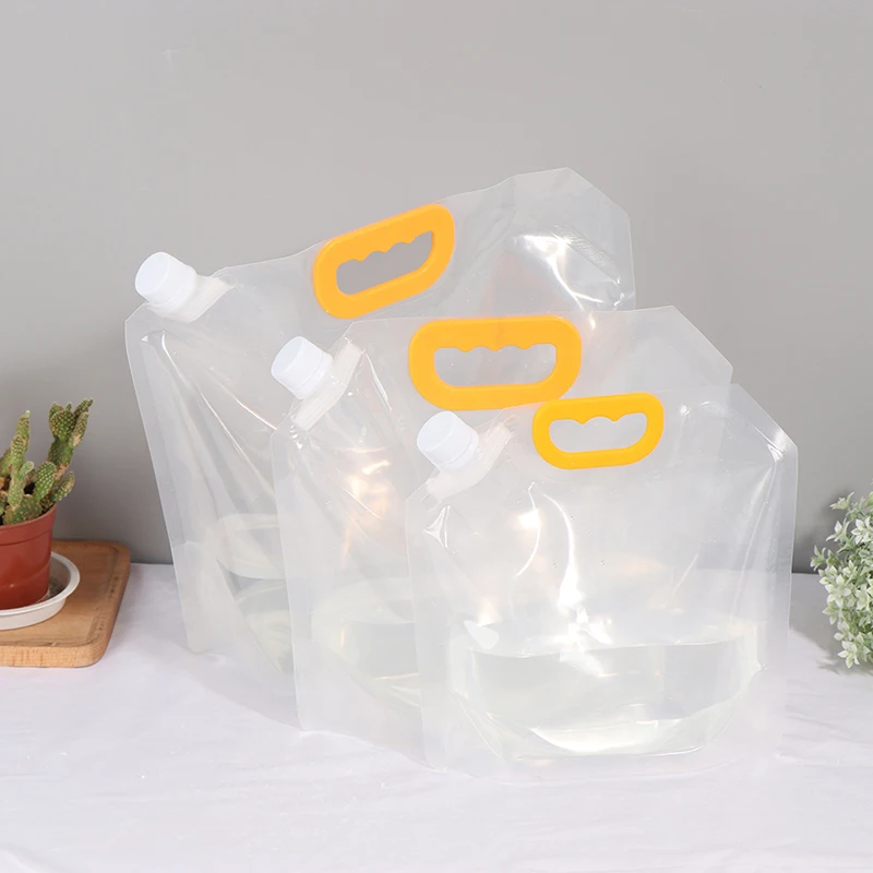 1Pc Transparent 1.5/2.5/5L Stand-up Plastic Grain Drink Spout Pouches for Beer Beverage Liquid Juice Milk Oil Packaging Bag