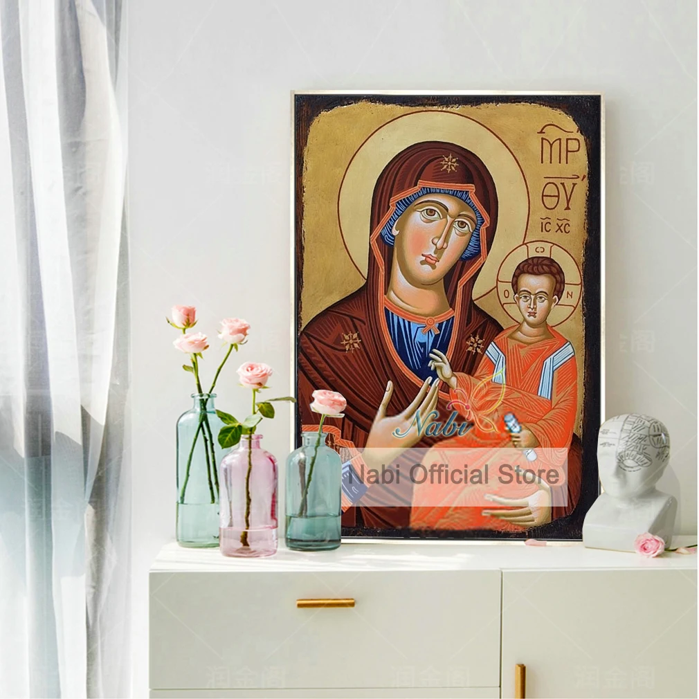 Nabi  Diamond Embroidery Full Display Diamond Painting Picture Of Rhinestones Diamond Mosaic Religious Icon Virgin Mary Art