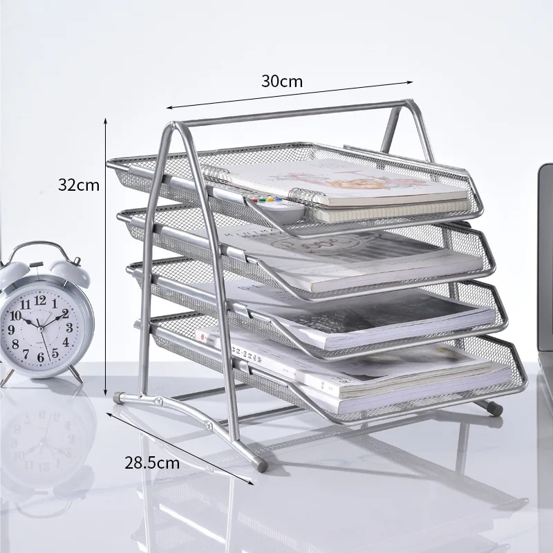 Ferro Mesh Multi-Layer File Rack, bandeja de arquivo, Frame Dados Coluna, Revista Coluna, Estante