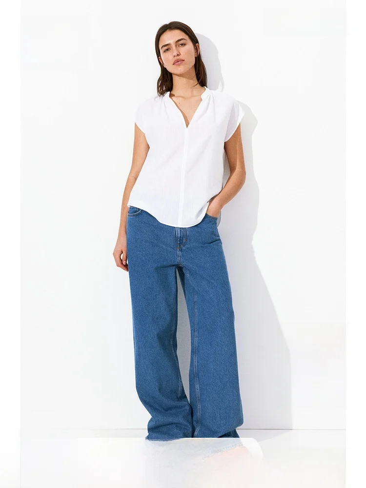 

Женская рубашка свободного кроя с воротником-стойкой в китайском стиле, с коротким рукавом, повседневная, удобная, из вискозно-хлопковой смеси, весенняя мода