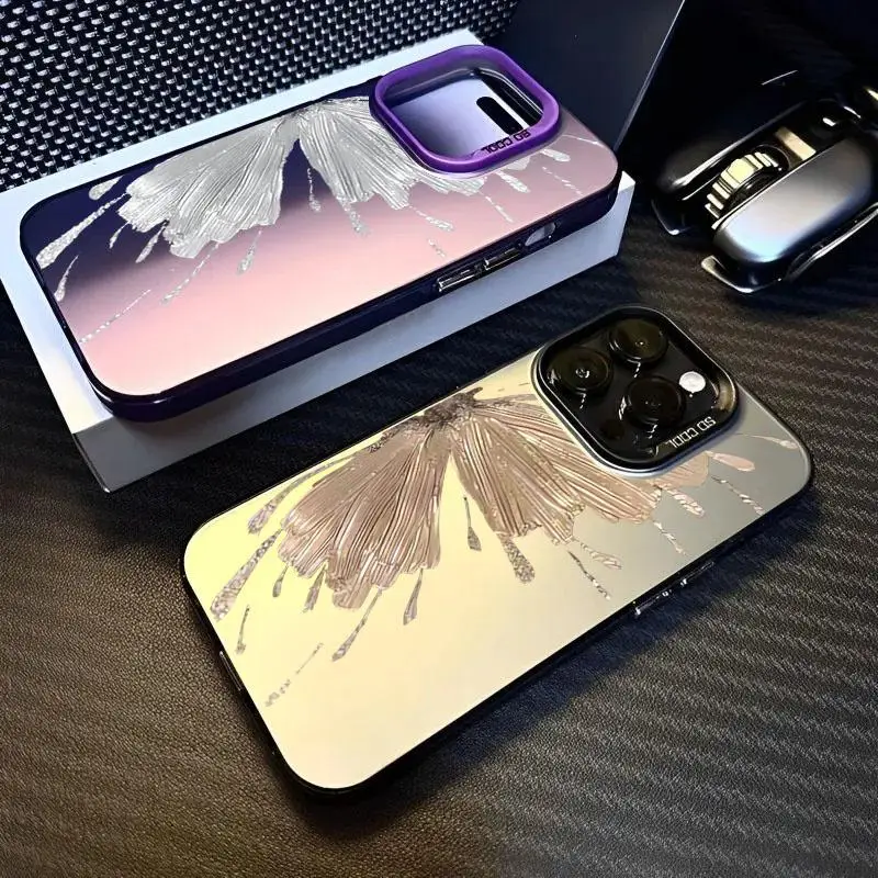 Laser Gradient Golden Silver Butterfly Case Cover For Samsung Galaxy S24 S23 Note 20 Ultra S20 FE S21 S22 Plus Hard Cases