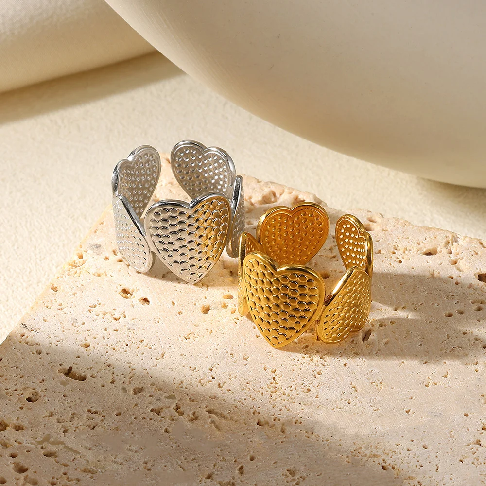 Shell Herz Chunky Öffnung Ringe Für Frauen Edelstahl Gold Farbe Ehering Ästhetische Mode Ozean Schmuck Party Geschenke