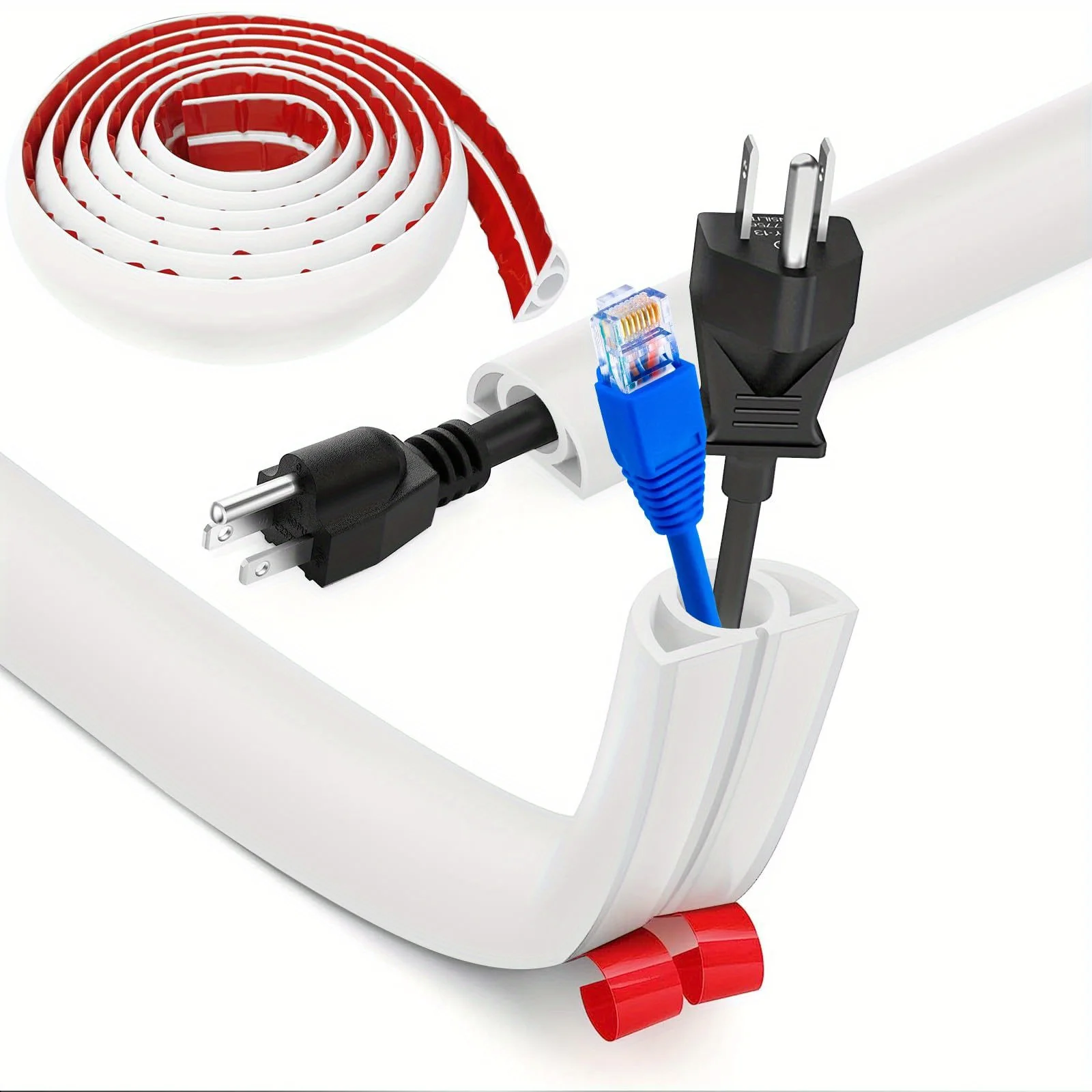 1PC 1M Rubber Cord Management Channel Invisible Decorative Wire Cover Anti-Step Protector Adhesive Soft Cable Raceway with Cap
