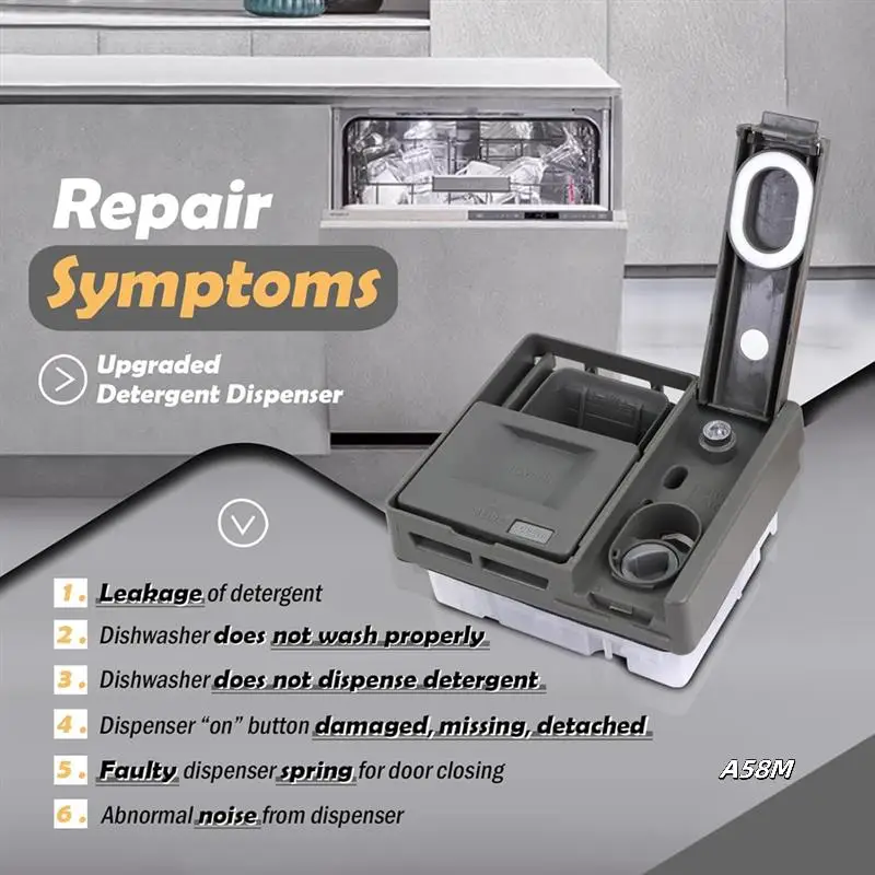 Dispensador de detergente para lavavajillas W10861000, Compatible con piezas de repuesto para lavavajillas Whirlpool Kitchenaid Maytag