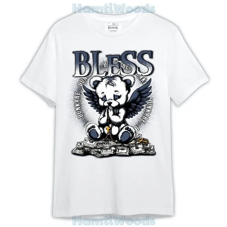 Low Diffused Blue 11s Shirt, Bless Bear Angel Shirt Outfit 1405 HDT