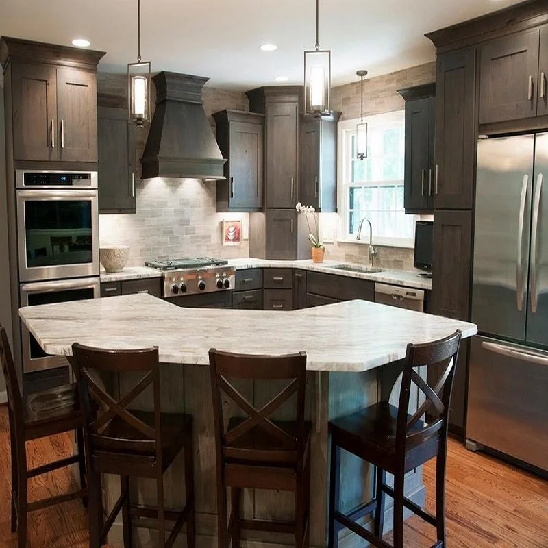 Foreign Trade Factory Multi-layer Board Made Whole-House American Style Retro Integrated Kitchen Cabinets Island Counter