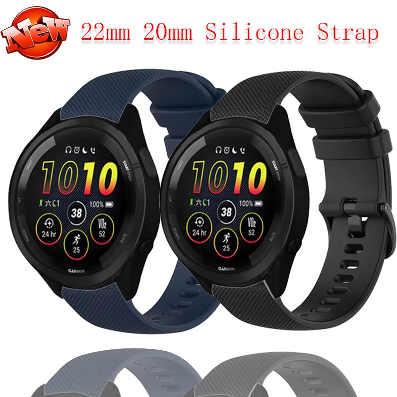Cinturino in silicone 22mm 20mm per Garmin Forerunner 55/165/265/955/965/970 Active 5 comodo cinturino traspirante per cintura Venu 3