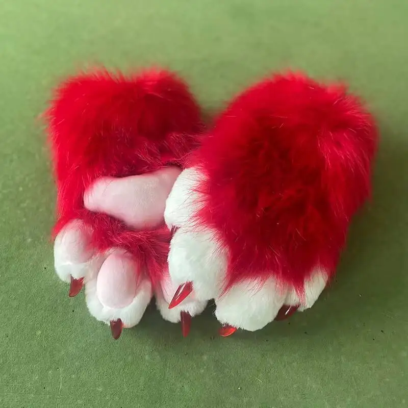 Nieuwe Fursuit Kigurumi Harige Dierenpoten Handschoenen Nagels Kig Cosplay Kostuum Wearable Harige Dieren Kleurrijke Klauwen Cos Rekwisieten Halloween