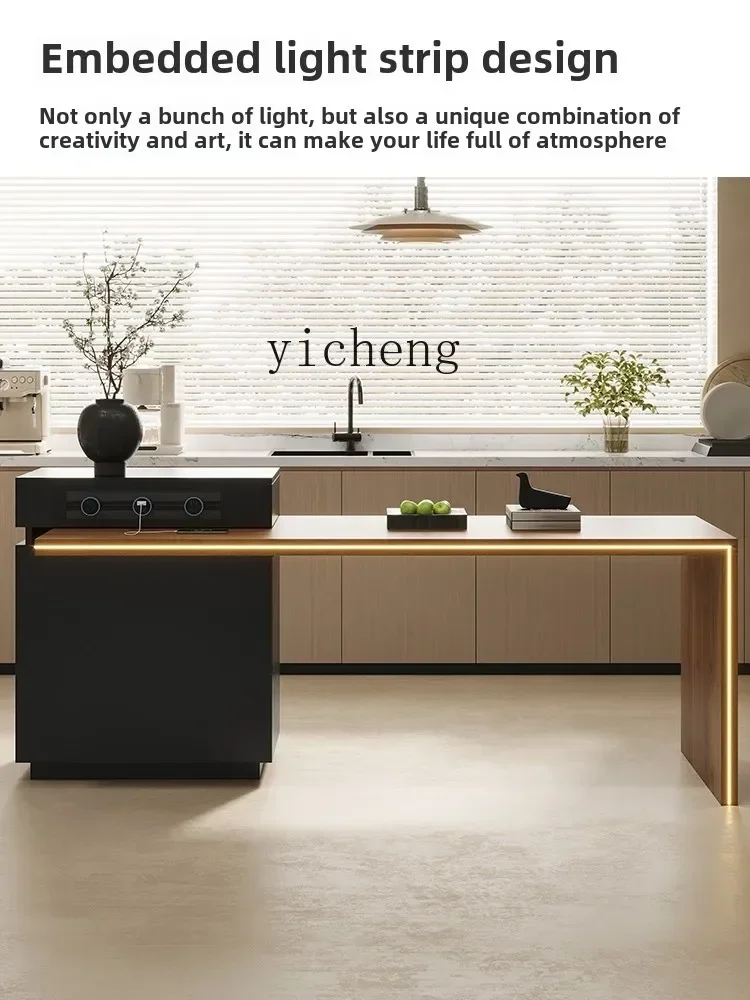 b11-7.1  rock slab dining table and chairs household retractable small apartment dining table living room light luxury modern