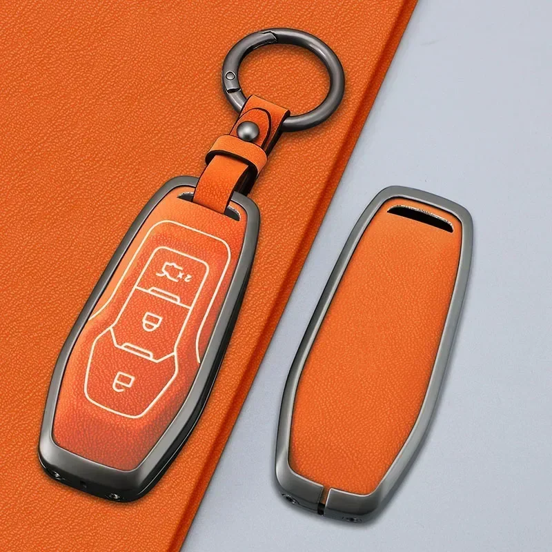 

Zinc Alloy Leather Style Car Key Case Buckle Suitable For Ford Fiesta Focus3 4 MK3 MK4 Mondeo Ecosport Kuga Focus ST Accessories