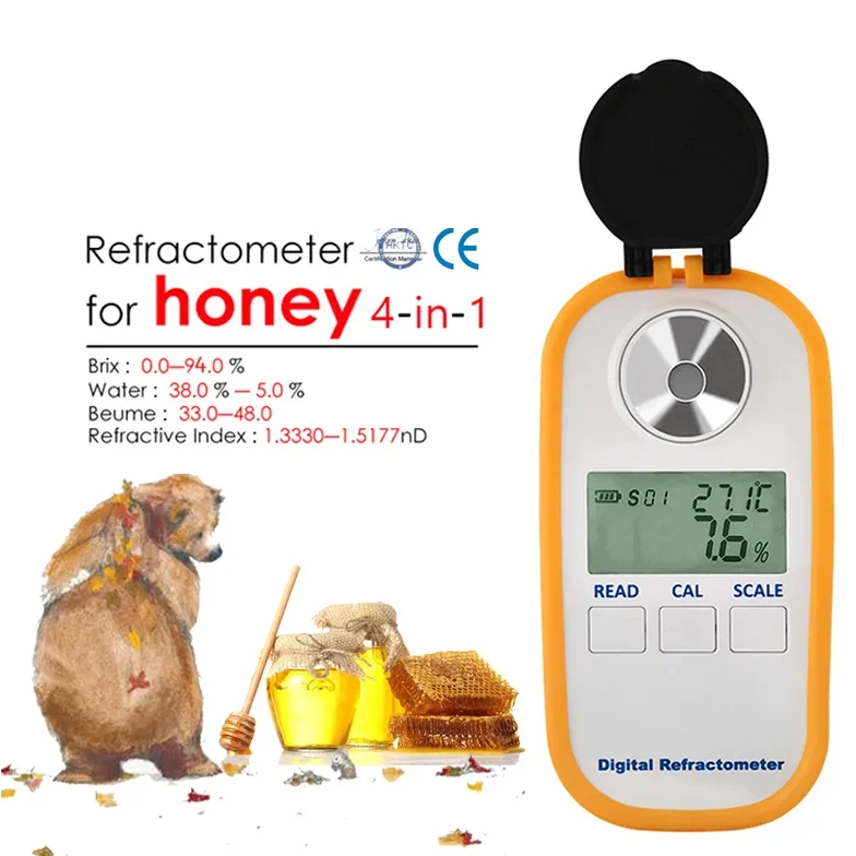 4-In-1 Honey Beekeeping 0-94% Autorefractometer Honey Refractometer Brix Moisture Baume Water Honey Beekeeper Optometry Equipmen