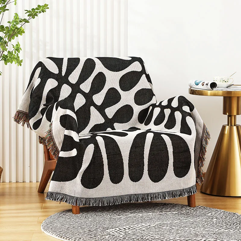

Ink Leaf Multifunction Throw Blanket Decorations For Home Thickening Sofa Covers Cobertor Dust Cover Warm Blankets For Bed
