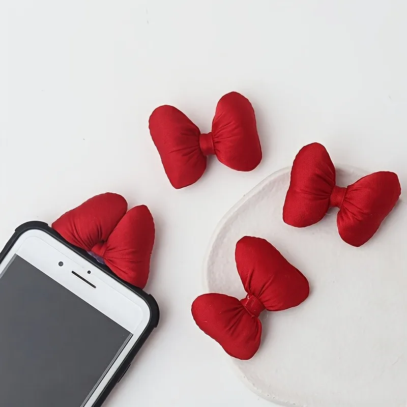 2/4/6/12 قطعة القوس النسيج الأحمر الرجعية لتقوم بها بنفسك مجموعة بلون شبكة تصميم مزدوج إكسسوارات الشعر اليدوية المواد اليدوية الإبداعية