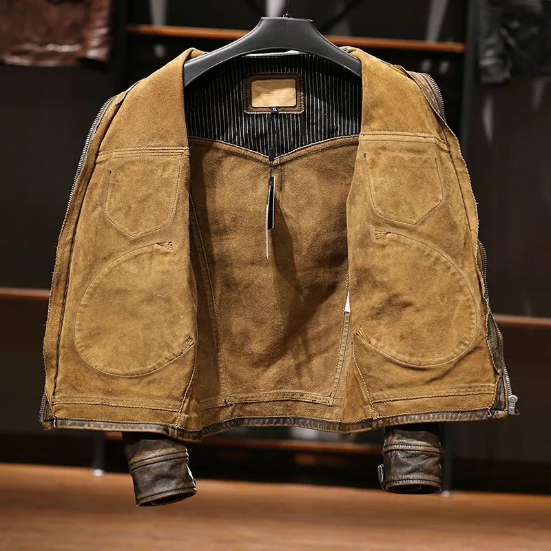 RL-H1 leia descrição! Tamanho asiático super qualidade superior genuíno japão cavalo couro clássico durável horsehide elegante jaqueta