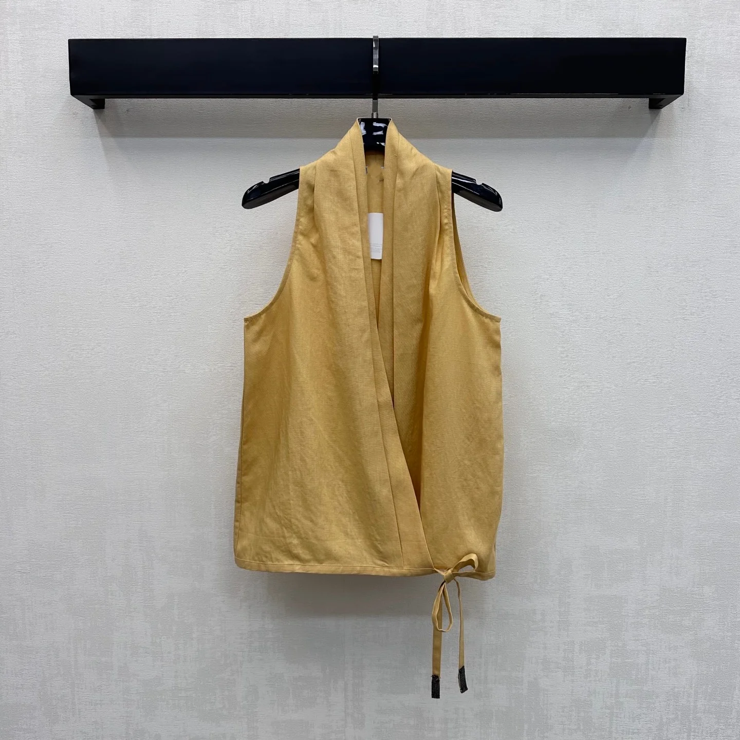 2026 New Linen V-neck Tie-on Blouse with Adjustable Drawstring Hem  Crossed Tie-on Blouse for Matching with Pants