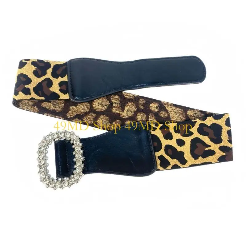 49MD Leopards Wide Waistband Daily Use Waist Belt Jeans Pants Decoration Belt