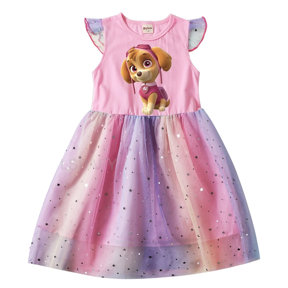 Children\'s Princess Dresses Girl Birthday Clothing Girls Cartoon PAW PATROL Dress Summer Cute Casual Kids Clothing Top Tee