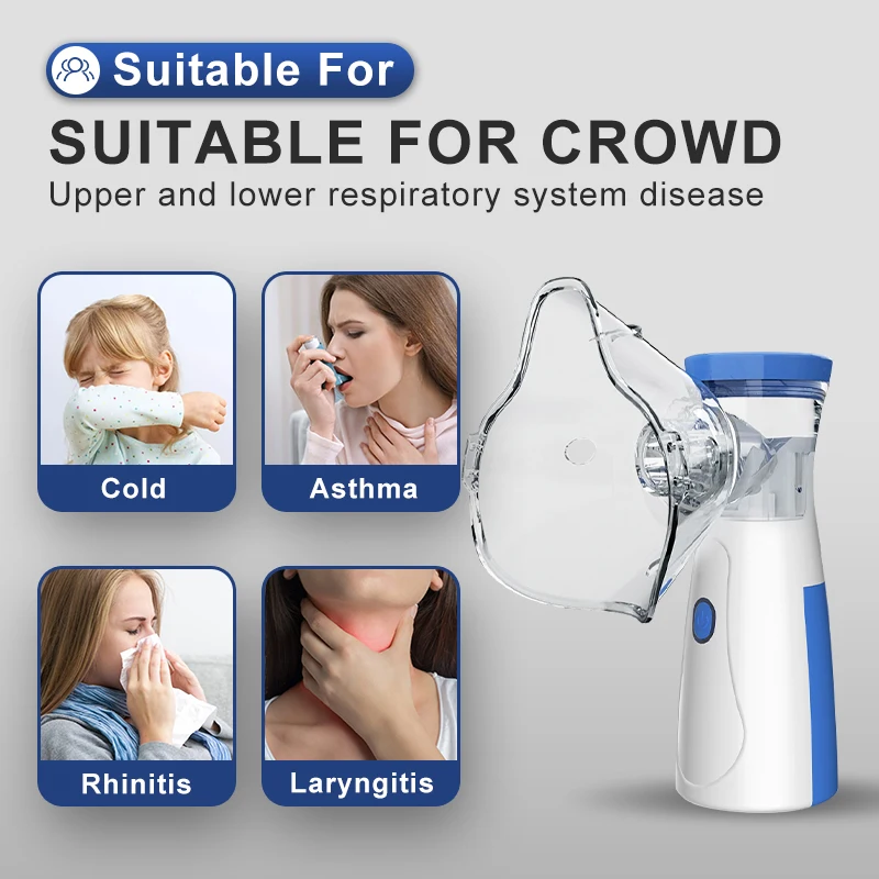 JUSTLANG Handheld Nebulizers Ultrasonic Atomizers Recharge Portable Mute Asthma Inhaler Mini Nebulizer For Adults Children