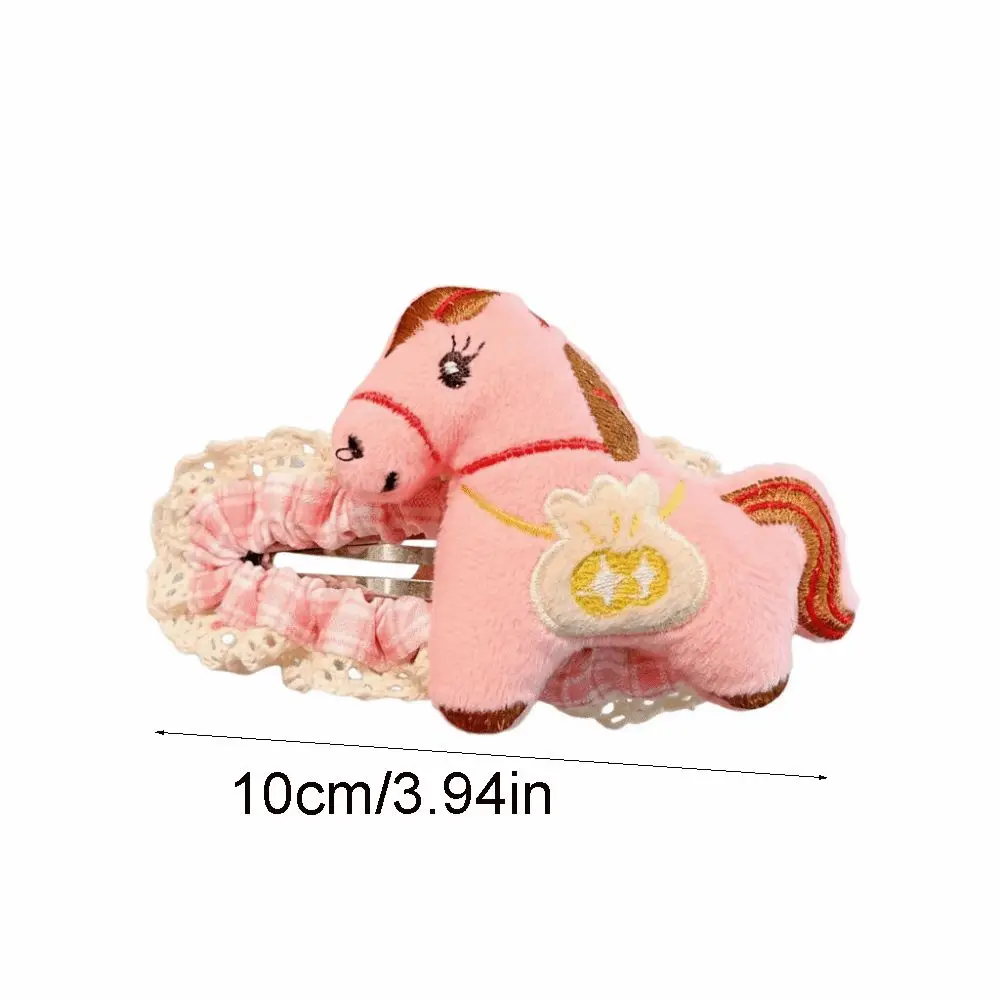 Grampos de cabelo de cavalo de pano criativo grande grade dos desenhos animados grampo de cabelo barrettes clipe de borda do zodíaco chinês 2026 ano novo
