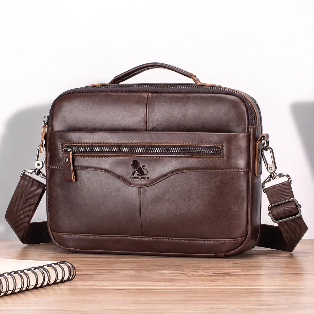 Men's Genuine Leather Crossbody Bag Large Capacity Fashionable Durable Single Shoulder Bag for Everyday Use