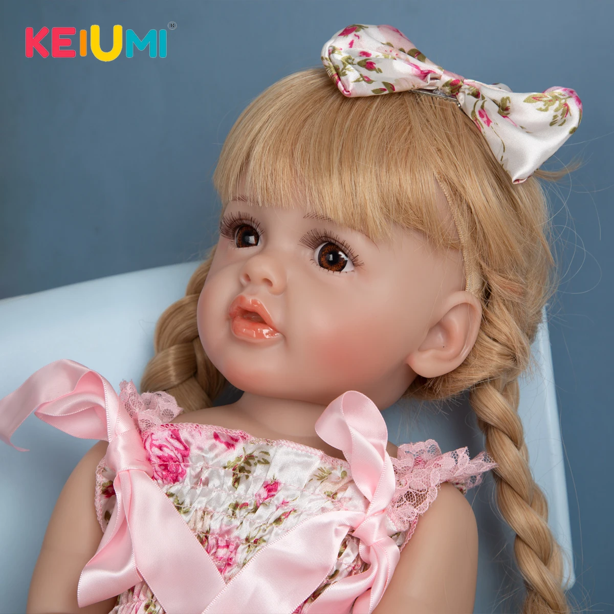 KEIUMI 22 Inch 55 cm Reborn Baby Betty Girl Excellent Pigtails Can Bath Reborn Baby Toddler Doll For Kids Day Gifts Playmates