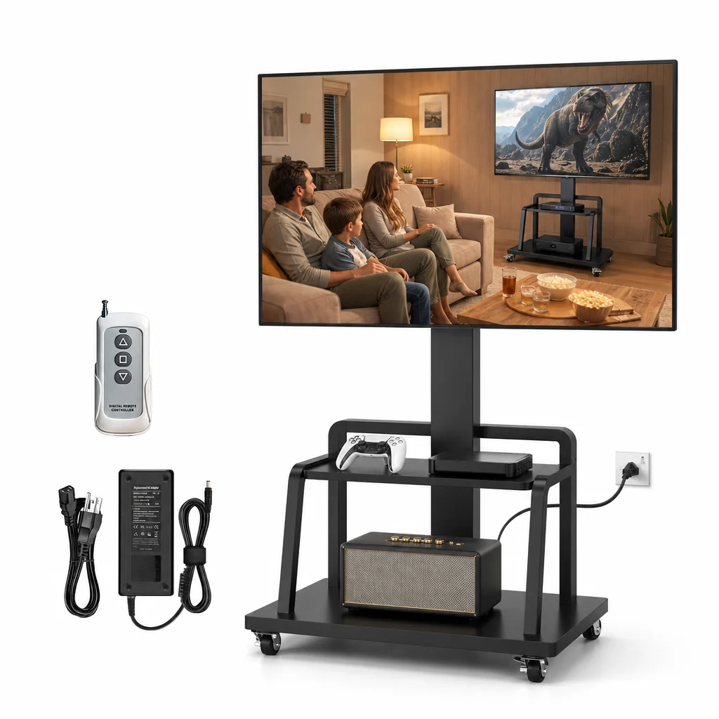 Remote Control TV Stand Mount Height Adjustable Electric TV Bracket With Shelf for 32-80 Inch TV Home Theater Accessories New