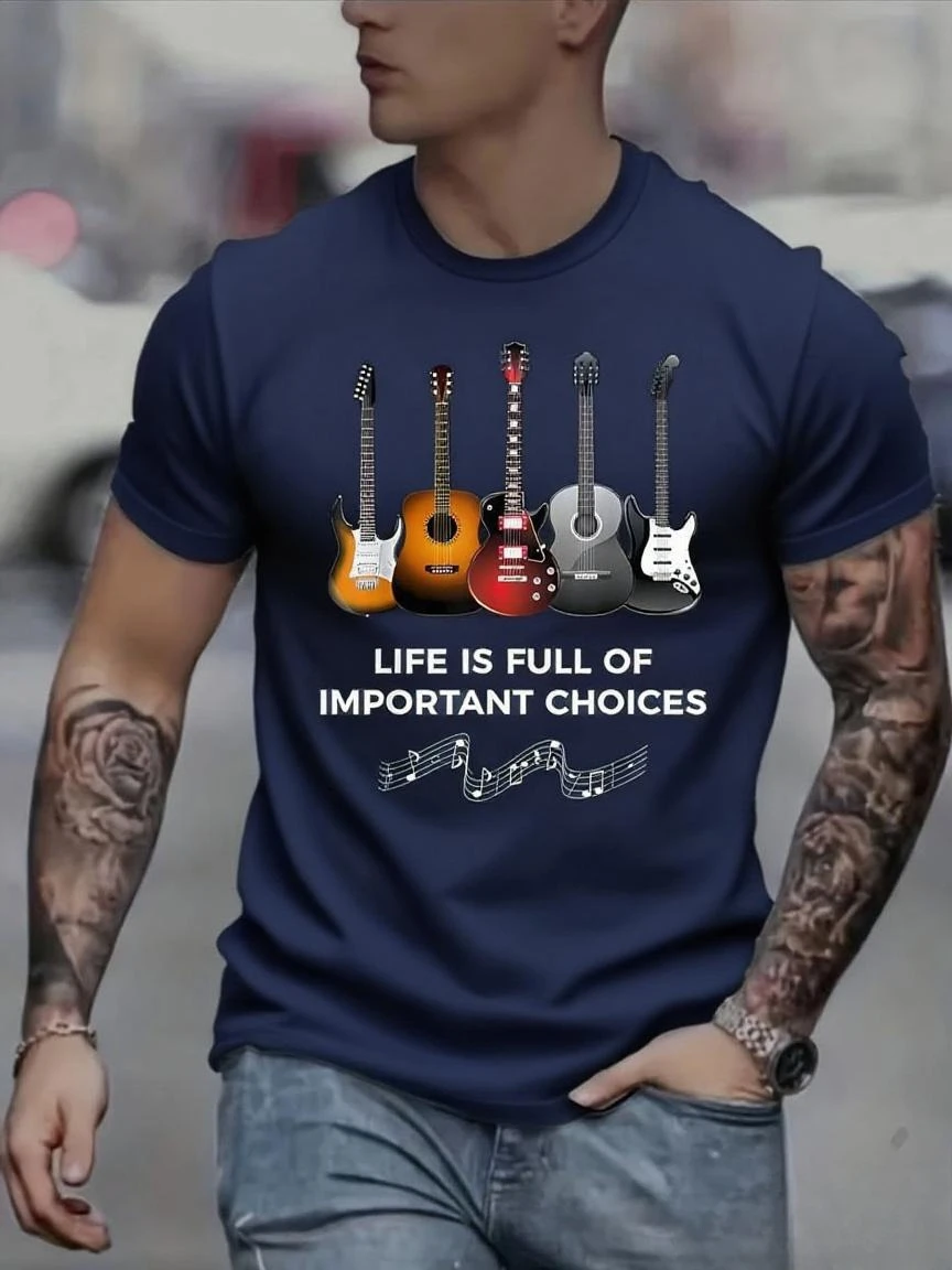 تي شيرت كاجوال بأكمام قصيرة ورقبة دائرية مطبوع على الموضة للرجال #1