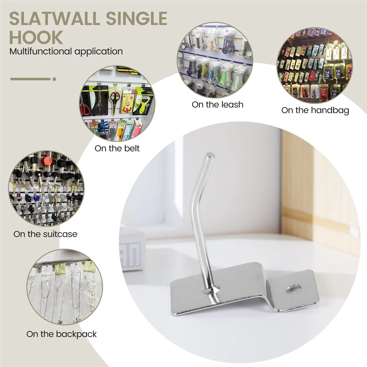 25 x Slatwall gancho único Pin tienda exhibición montaje gancho 50mm caliente