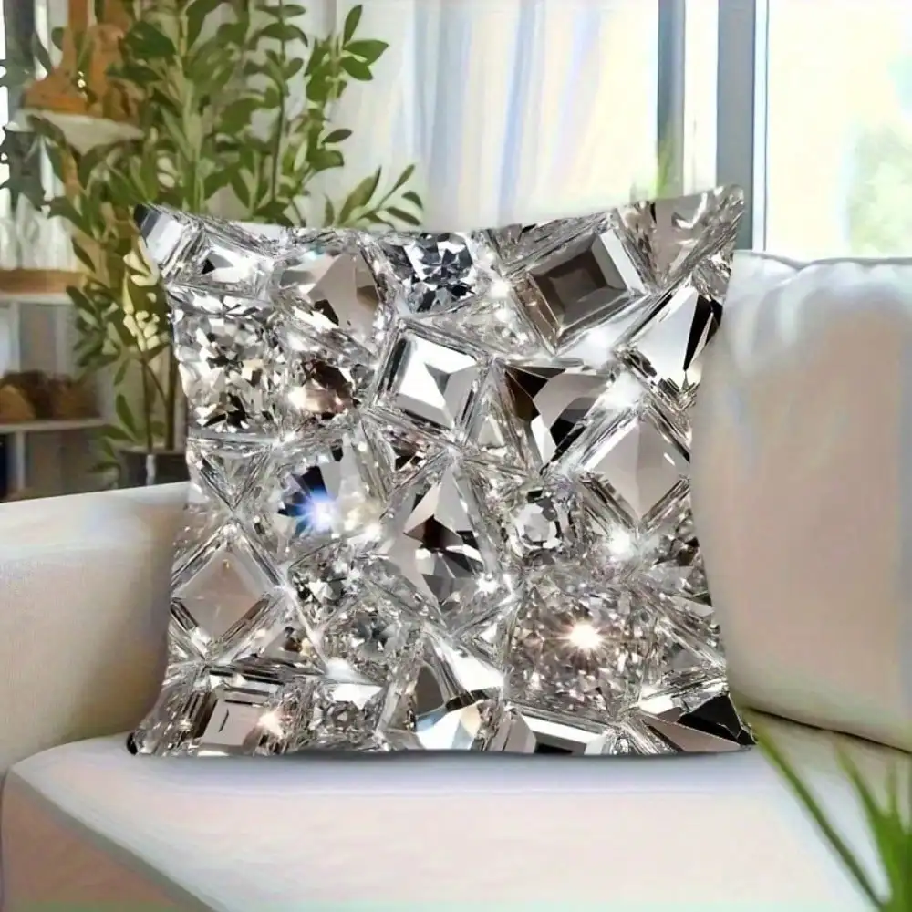 

1 шт. роскошный чехол для подушки, элегантный чехол для подушки с ромбовидным узором и застежкой-молнией, декор для дома и автомобиля, аксессуар для гостиной