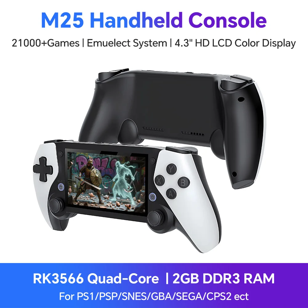 

M25 Retro Game Console EmuELEC System 4.3" HD Screen 64G Video Game Console Kids Gifts Games Pocket Video