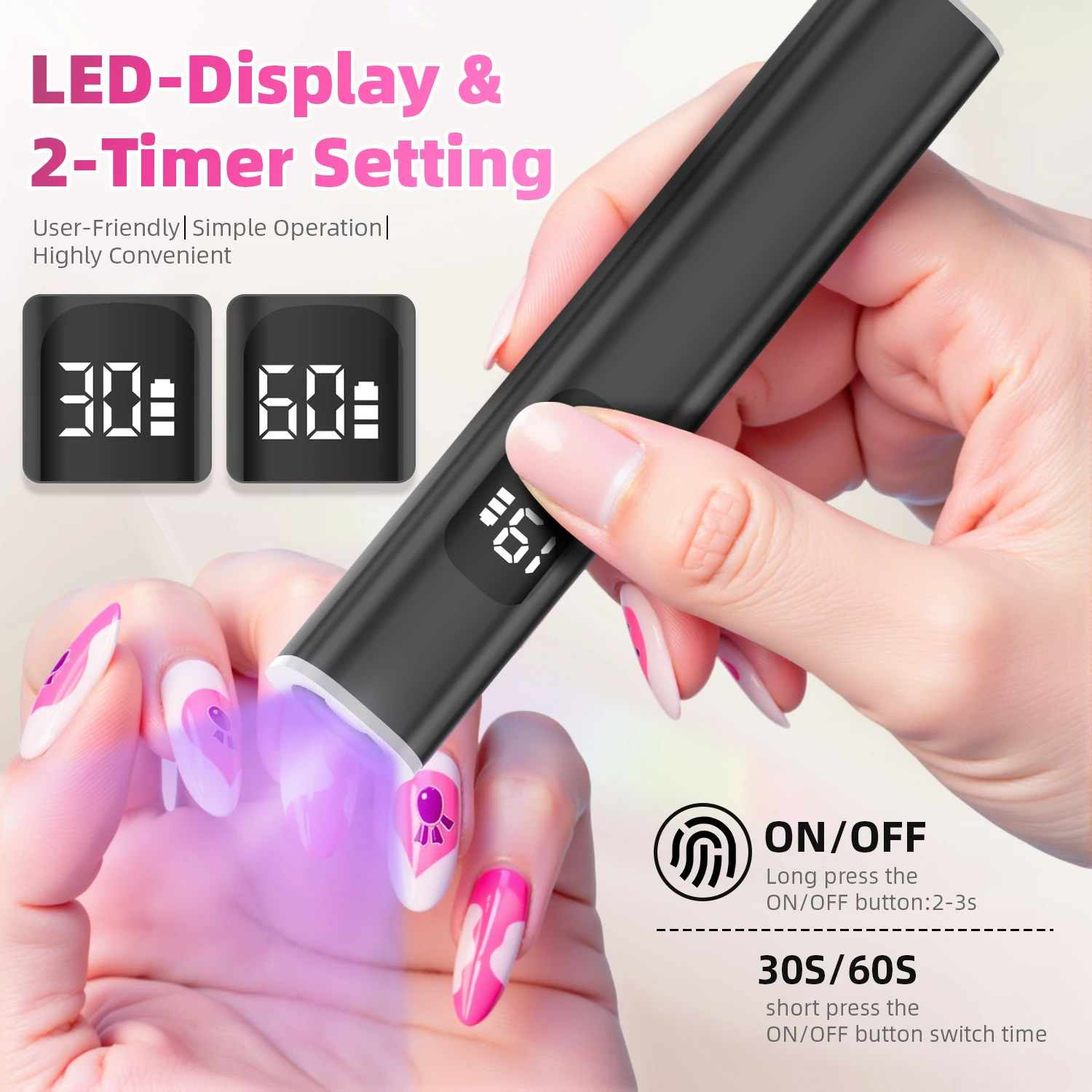 Handheld UV Led Nagellamp Nageldroger Nagellicht Voor Gel Polish Oplaadbare Sneldrogende Manicure Machine Nagelsalon