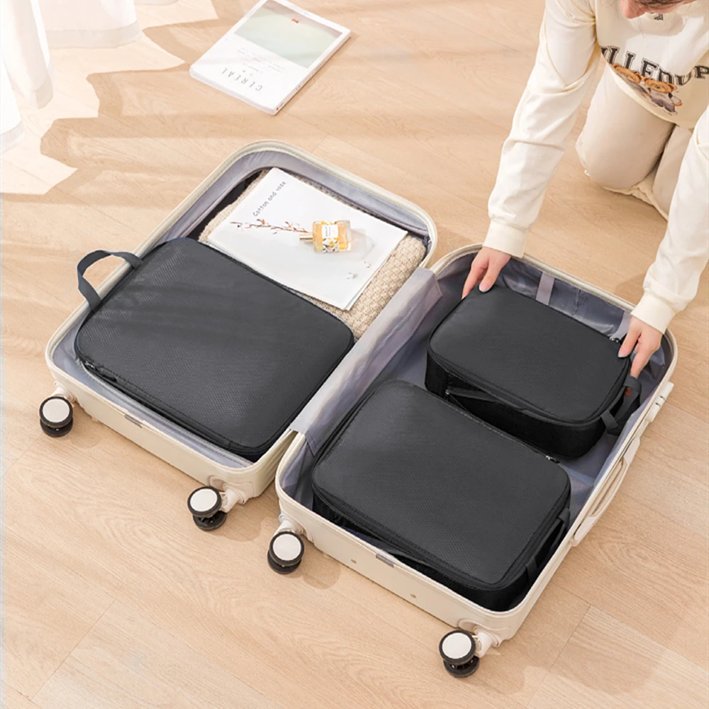 3Pcs/Set Travel Compressible Packing Multifunction Travel Storage Bag Waterproof Suitcase Nylon Portable Luggage Organizer Pink viajero accesorios vakantie reizen accessoires vliegtuig