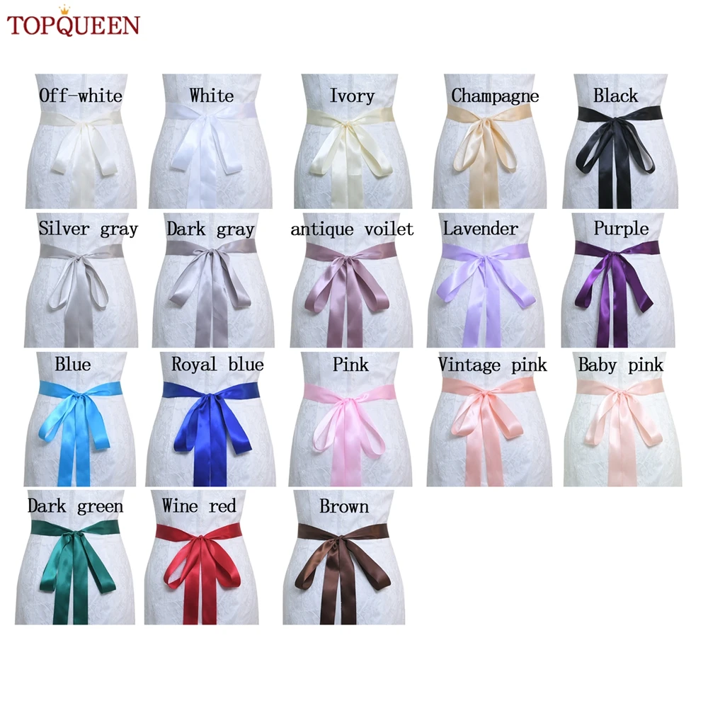 TOPQUEEN 18 Colors Tulle Bridal Belt 275cm Long Ribbon Wedding Dress Decoration Gift Box Packaging DIY Crafts Ribbon S40-4