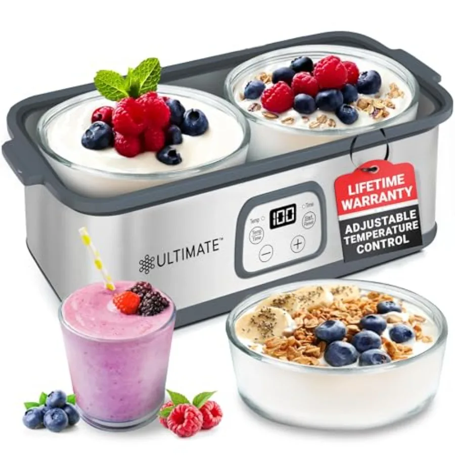 

Ultimate Probiotic Yogurt Maker Adjustable Time and Temperature Control - Make Trillions of Probiotics for Better Gut Health -