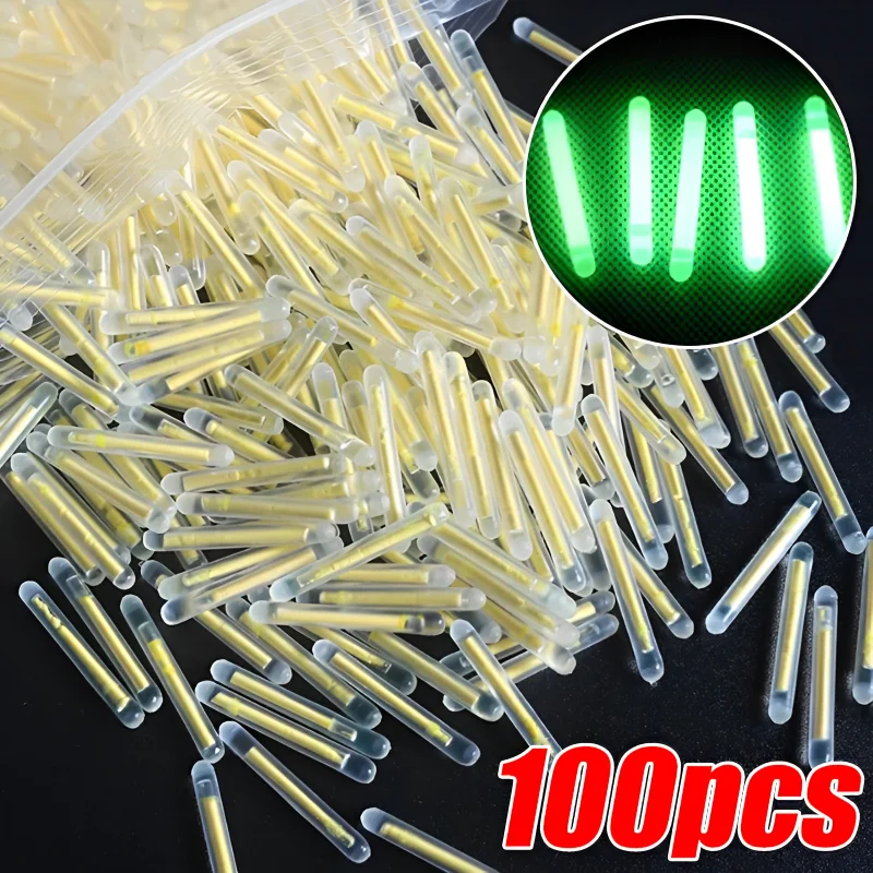 50/100PCS 2.2-4.5mm Night Fishing Float Rod Lights Dark Glow Stick Night Fishing Gadgets Fluorescent Lightstick Floating Lamp