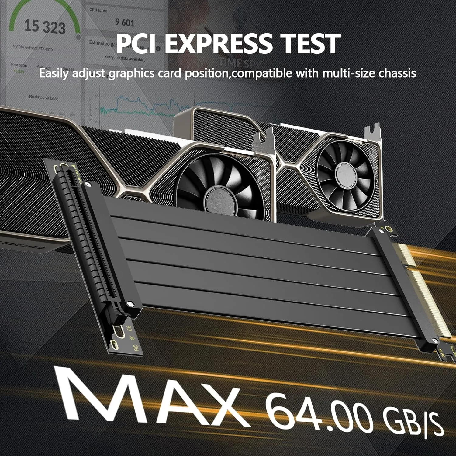 PCI-E 4.0 Riser Cable, PCIe 4.0 x16 600mm High Speed Flexible Extender Card Extension Port 90 Degree Adapter, TPE Cable Sleeves - Image 6