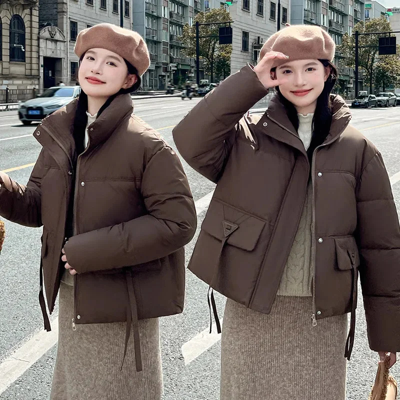 Chaqueta acolchada de algodón para mujer, abrigo corto de plumón coreano, Parkas gruesas y sueltas, prendas de vestir exteriores para mujer,