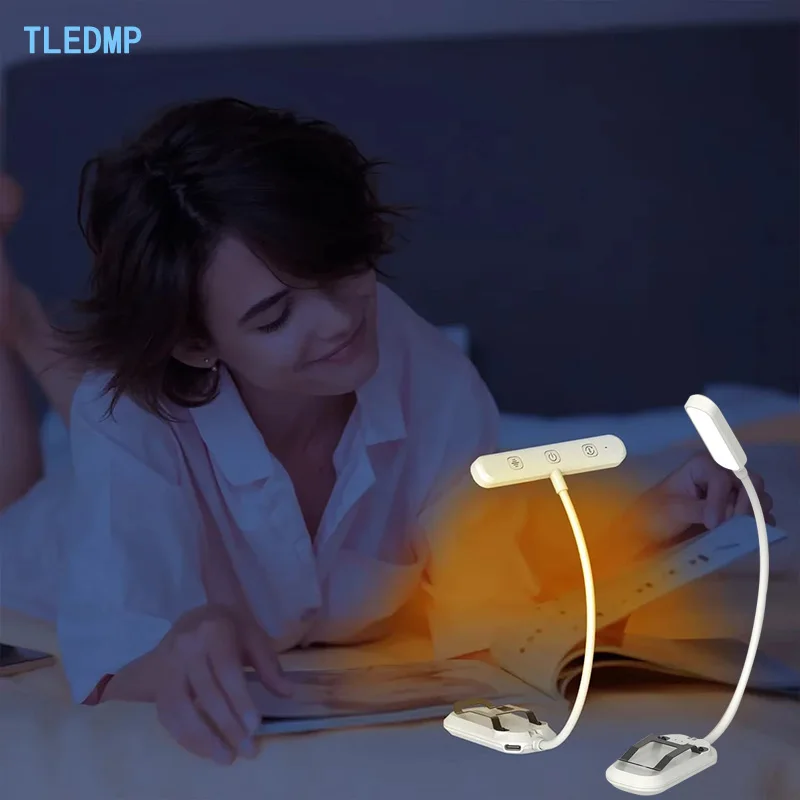 25/20LEDs Clip on Book Light 5 Brightness LED Lamp 360 Flexible Gooseneck Portable Reading Lamp 2 Timed Rechargeable Lamp
