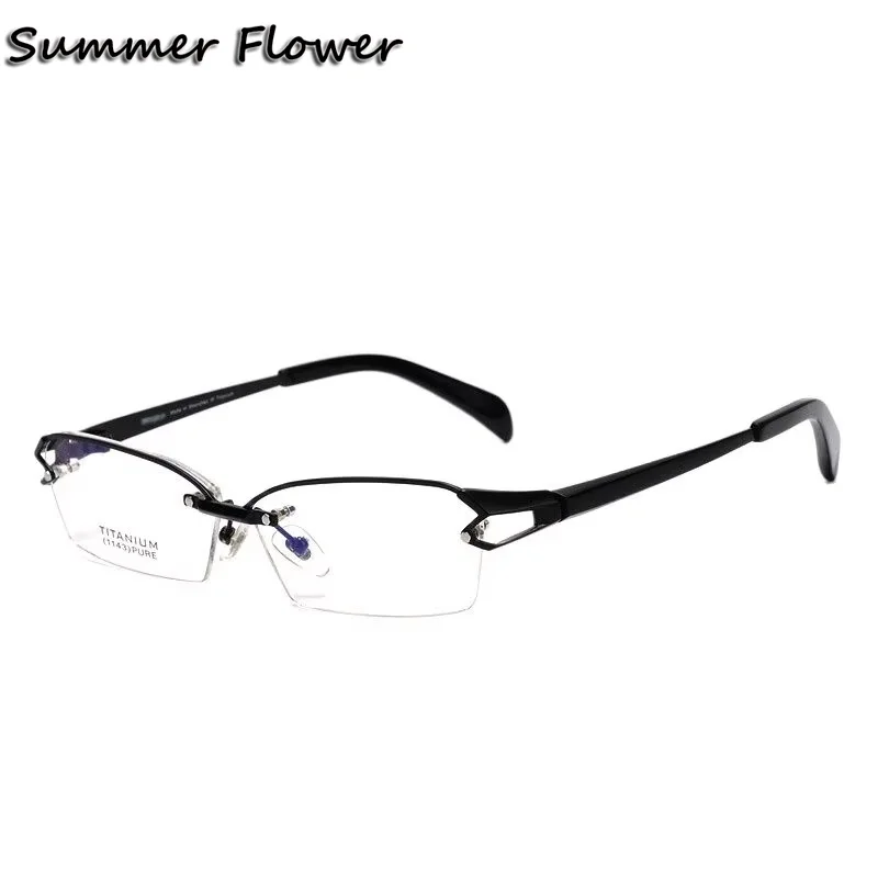 

Male Pure Titanium Prescription Glasses Frame Semi Men Top Quality Eyewear Light Weight Optical Gafas for Customize Lenses