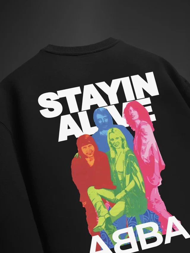 2025 Stayin Alive - ABBA Hip Hop Band Футболка Мужская винтажная футболка с круглым вырезом из чистого хлопка с короткими рукавами Уличная одежда Harajuku Мужская одежда