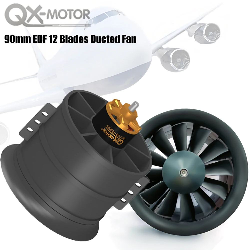 QX-MOTOR 90mm EDF 12 블레이드 덕트 팬 QF3748 QF3758 RC FPV 헬리콥터 쿼드콥터 다축 드론 부품용 브러시리스 모터