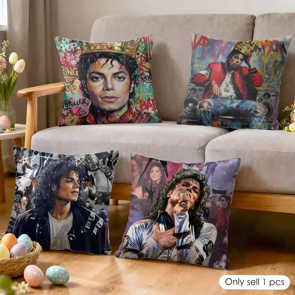 Michael J-Jackson cool Cushion Cover Silky Short Plush Invisible Zipper Dustproof Sofa Pillow Case for Home Decor