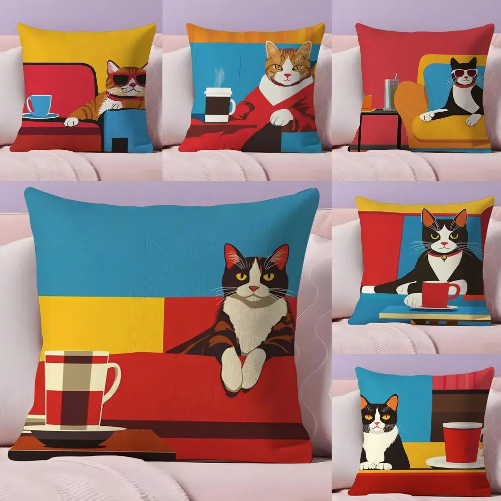 

Наволочка в стиле боп, кофейные кошки, плюшевая ткань, мягкий двусторонний диван с принтом, теплый зимний домашний подарок, чехол для подушки