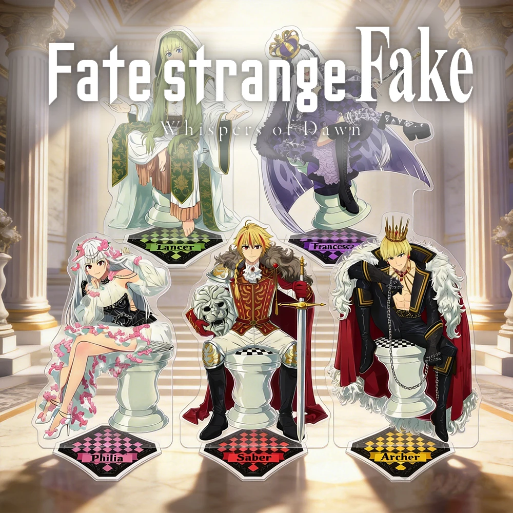 Figurine Anime Fate Strange en Acrylique de 15 cm, Style Échecs, avec Gilgamesh, Enkidu, Saber, Archer, Philia, Décoration de Bureau, Cadeau
