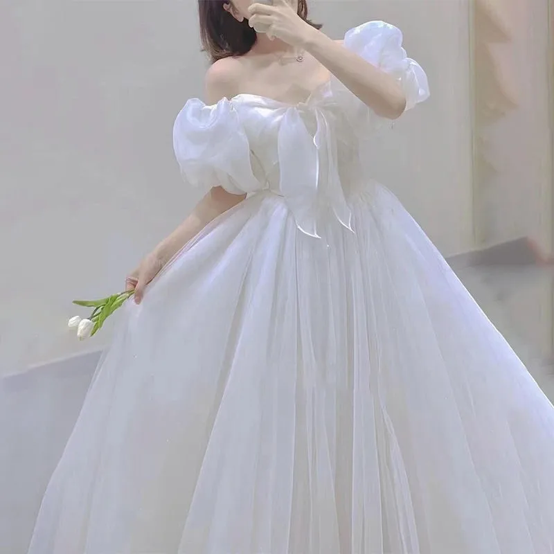 off-Shoulder Puff Sleeve Elegant Bubble Dress out