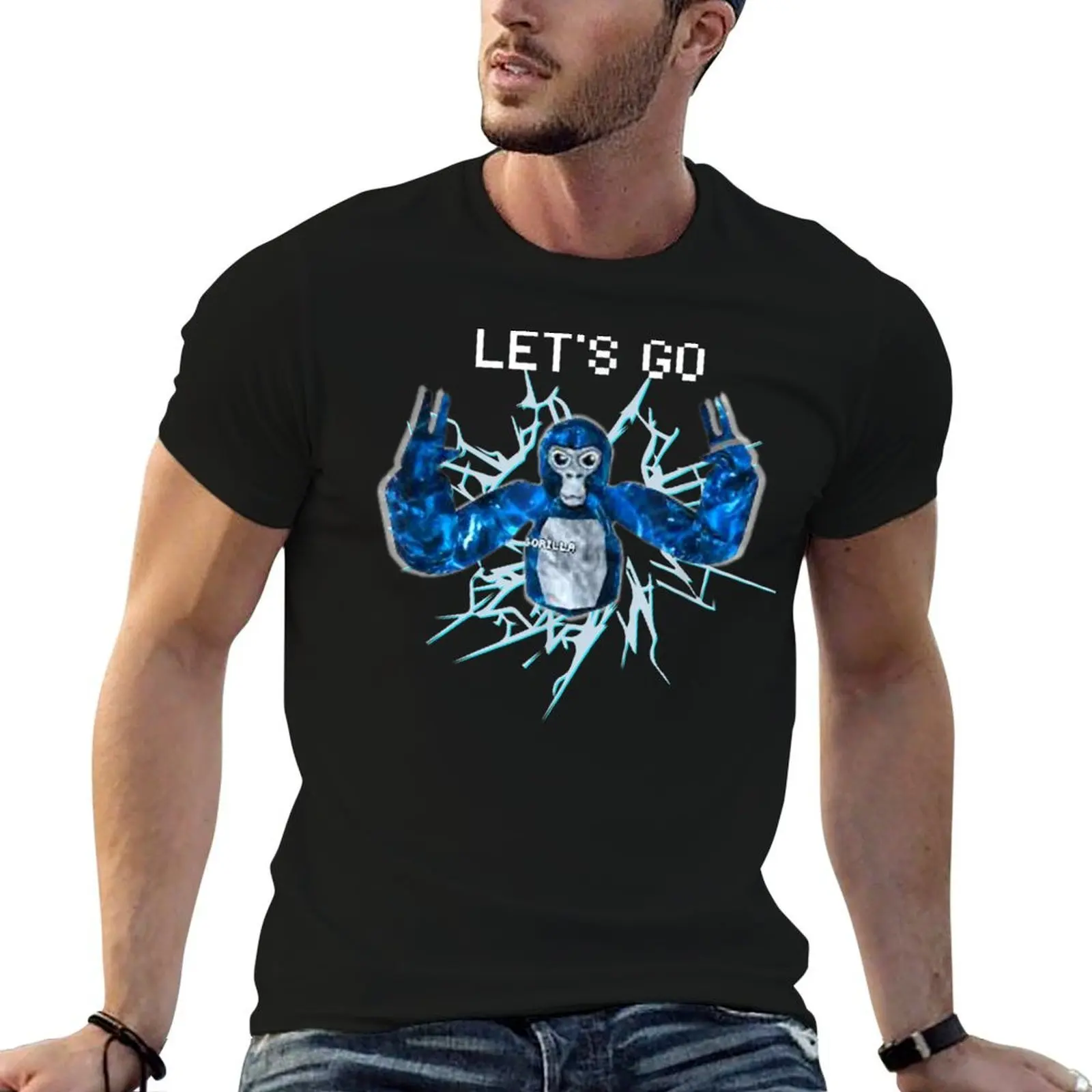 Gorilla Tag Blue Monke VR Gamer T-Shirt t shirts for man cotton funny t shirts for man cotton man t shirt graphic T-shirt