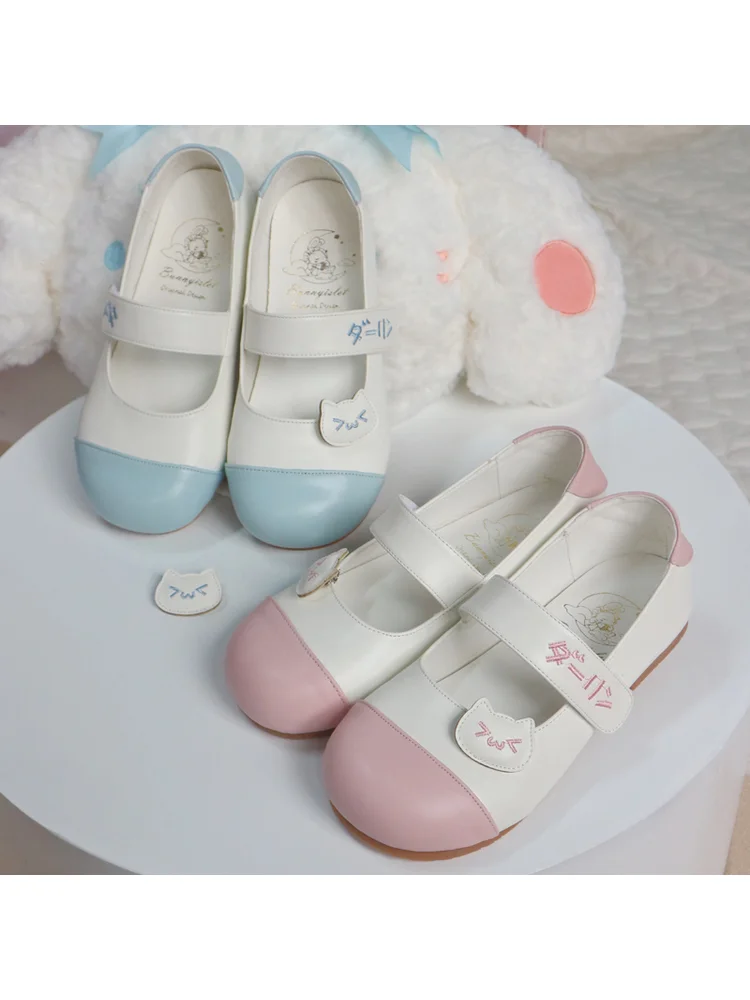 

Yueyu Rabbit Cute Cat Original Lo Shoes Round Toe Flat Shoes Anime Cute Indoor Shoes Lolita Girls Shoes