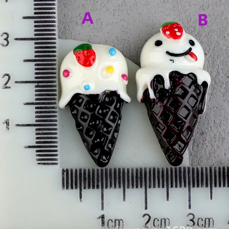 Resin Big Ice Cream Series Flat Back Cabochons 10pcs Kawii Cartoon Large Food Play Embellishments For Hair Bows Accessories